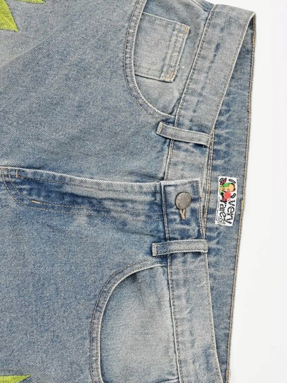 Unisex VeryRare Sakura Pants Jeans Size M L XL Blue Embroidered Cherry Blossom - Picture 7 of 17